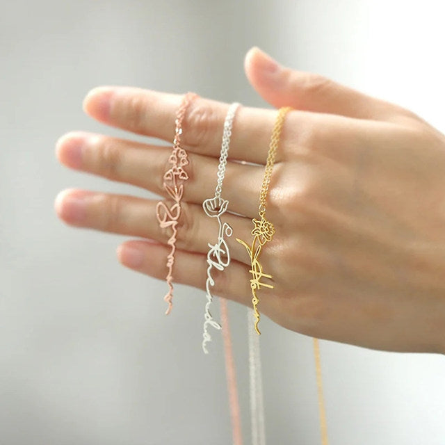 Personalized Birth Flower Necklace