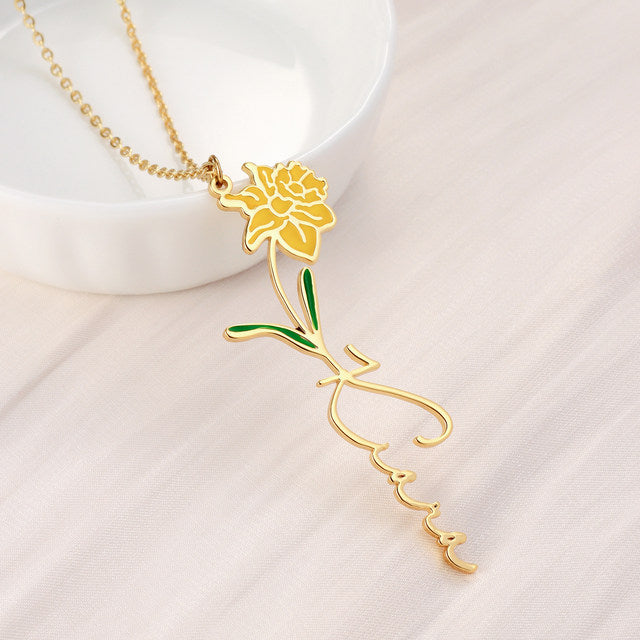 Personalized Birth Flower Necklace