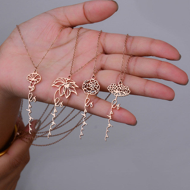 Personalized Birth Flower Necklace