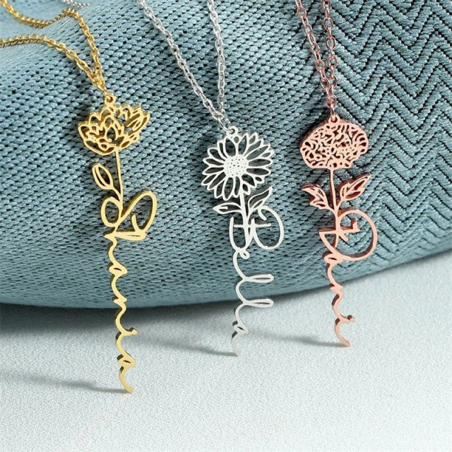 Personalized Birth Flower Necklace