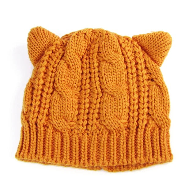 Knitted Cat Ears Beanie