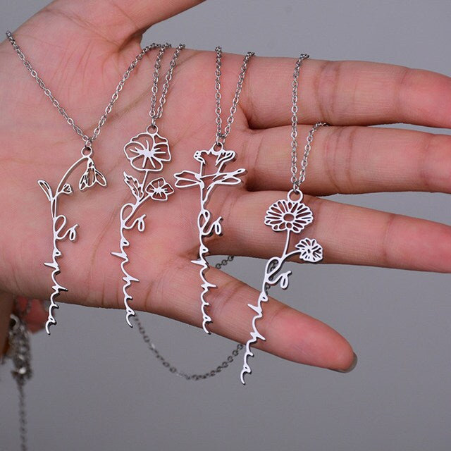 Personalized Birth Flower Necklace