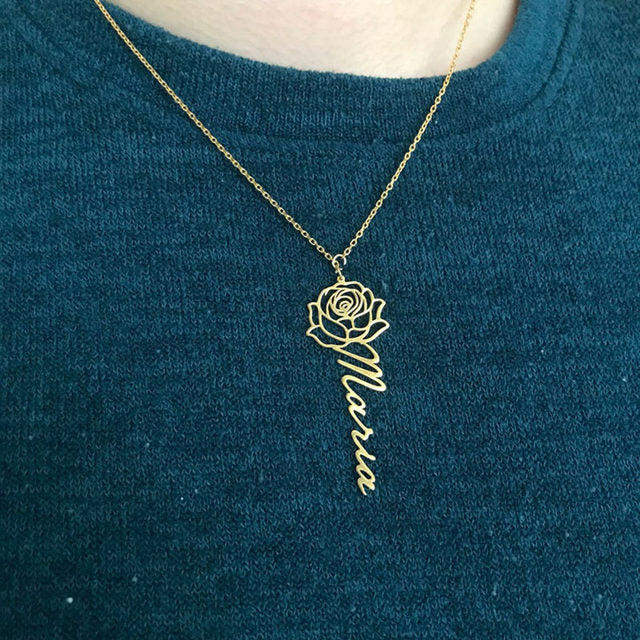 Personalized Birth Flower Necklace