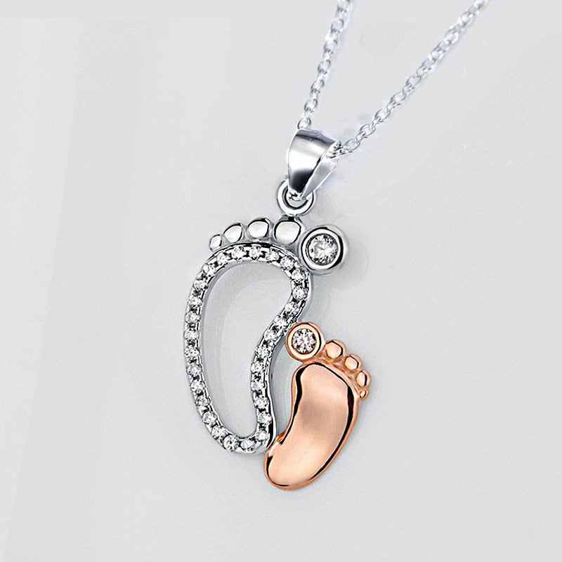 Mother & Baby Feet Pendant Necklace