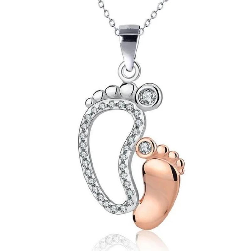 Mother & Baby Feet Pendant Necklace